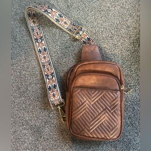 Bostanten Quilted Tan Crossbody Bag